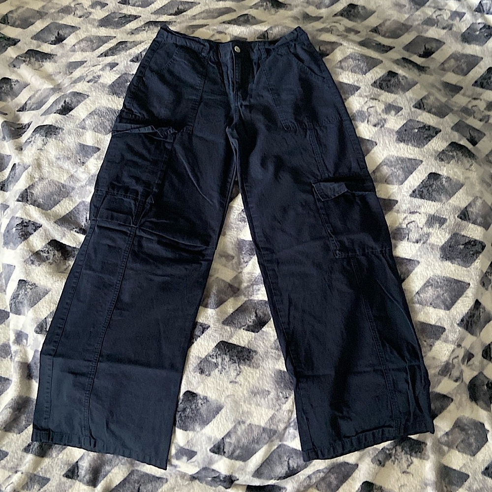 navy blue thin cargo pants